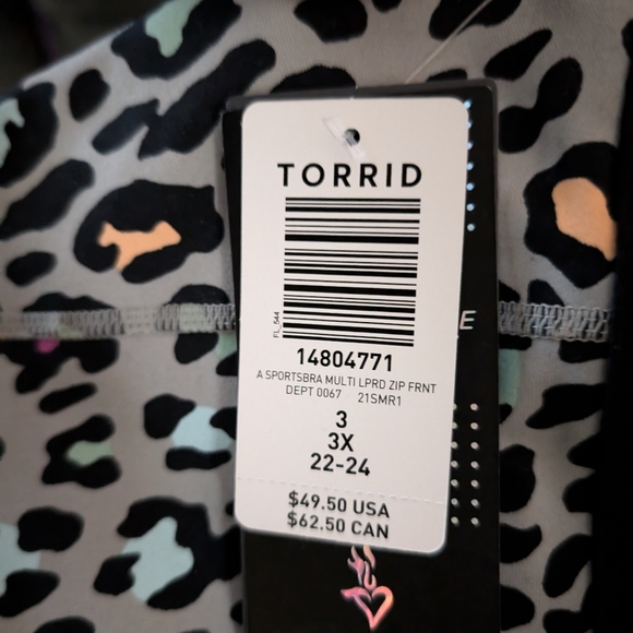 TORRID Low Impact Wireless Front Zip Sports Bra Size 3 Animal Print Unlined - Picture 3 of 4